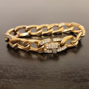 🔴 CAROLEE Vintage Chain Link Gold Tone Crystal Bracelet